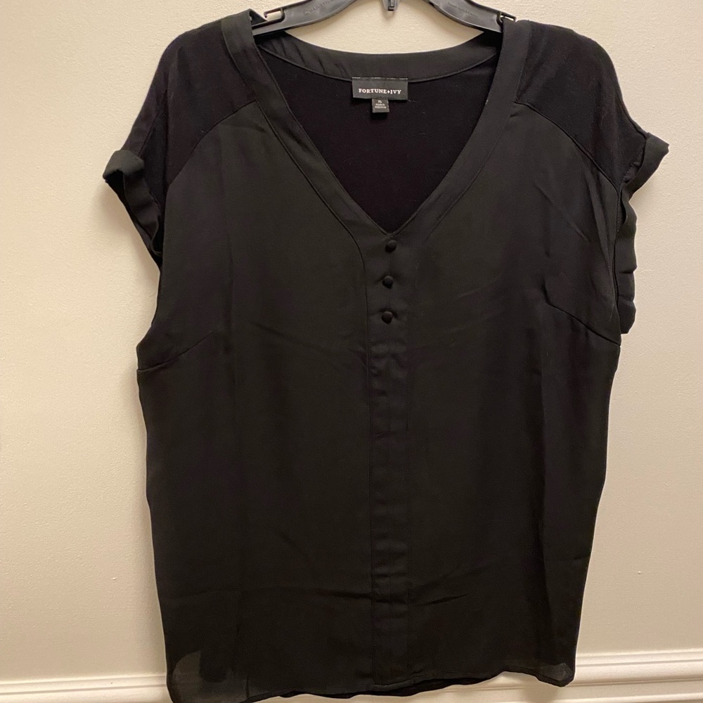 Fortune and Ivy V Neck Shell with 3 buttons